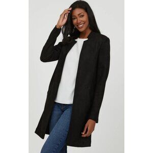 APROPOS black car coat faux suede feel